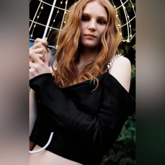 Zara Tops - NWT ZARA Satin Crop Top One Shoulder Asymmetric Chain‎ Strap 4661/406/800 Sz XS